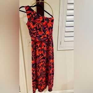 Lands' End Navy and Pink Floral Dress